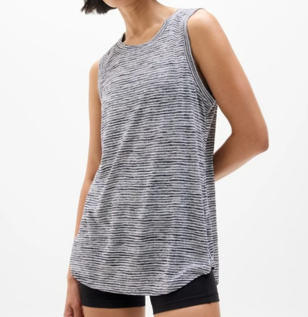 Athleta Woman's Breezy Tank In Heather Grey/ White Stripe Size Small